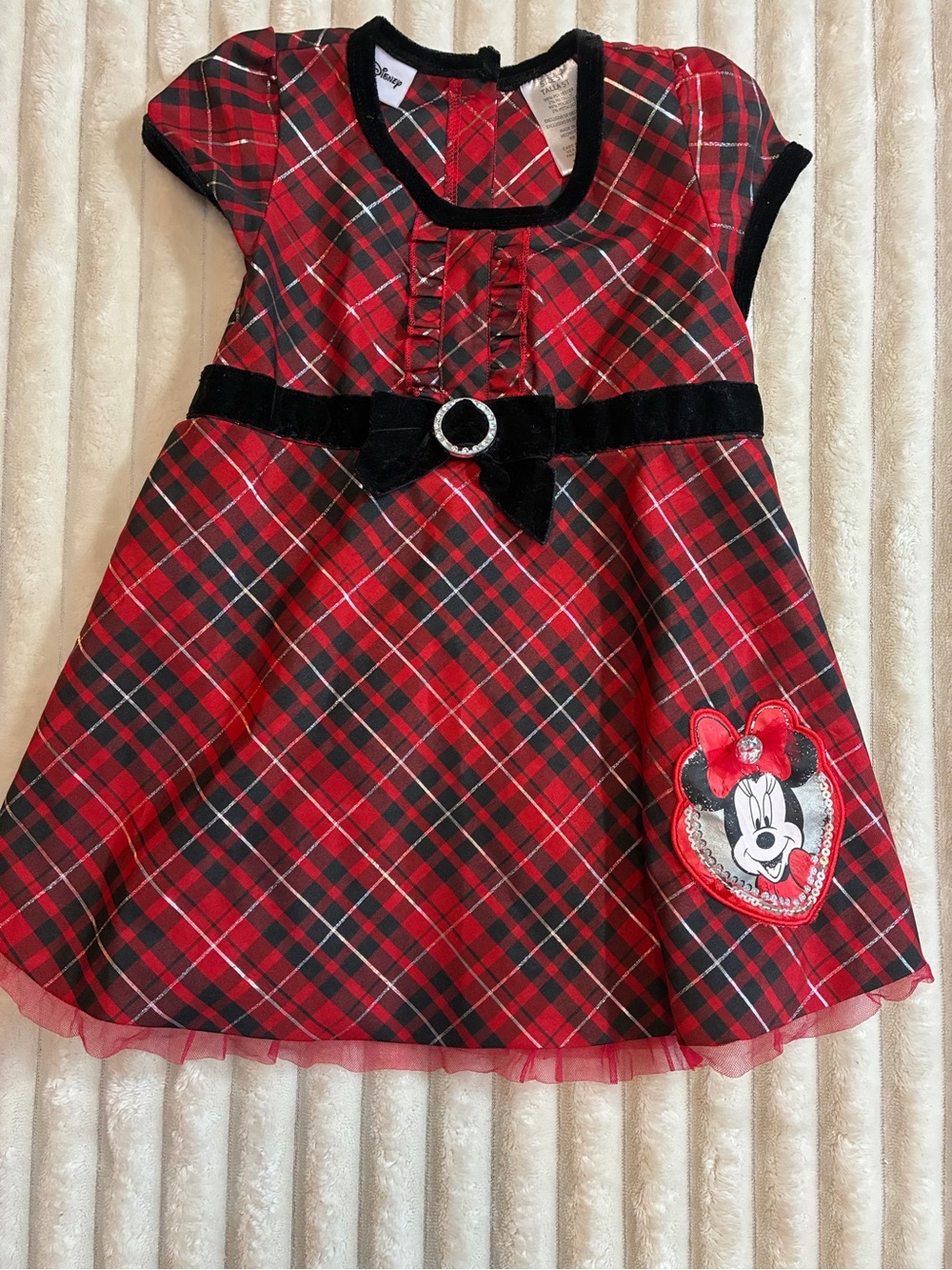 🎀 Disney Minnie Mouse Plaid Holiday Dress | Girls 5T ❤️🖤✨